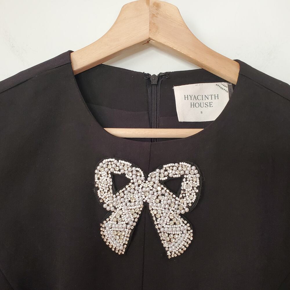 Tuckernuck Hyacinth House Beaded Bows Bernadette Mini Dress Black Size Small - Picture 6 of 12
